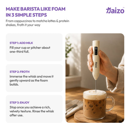 Kaizo Rechargeable Milk Frother: Perfect Foam for Coffee Lovers
